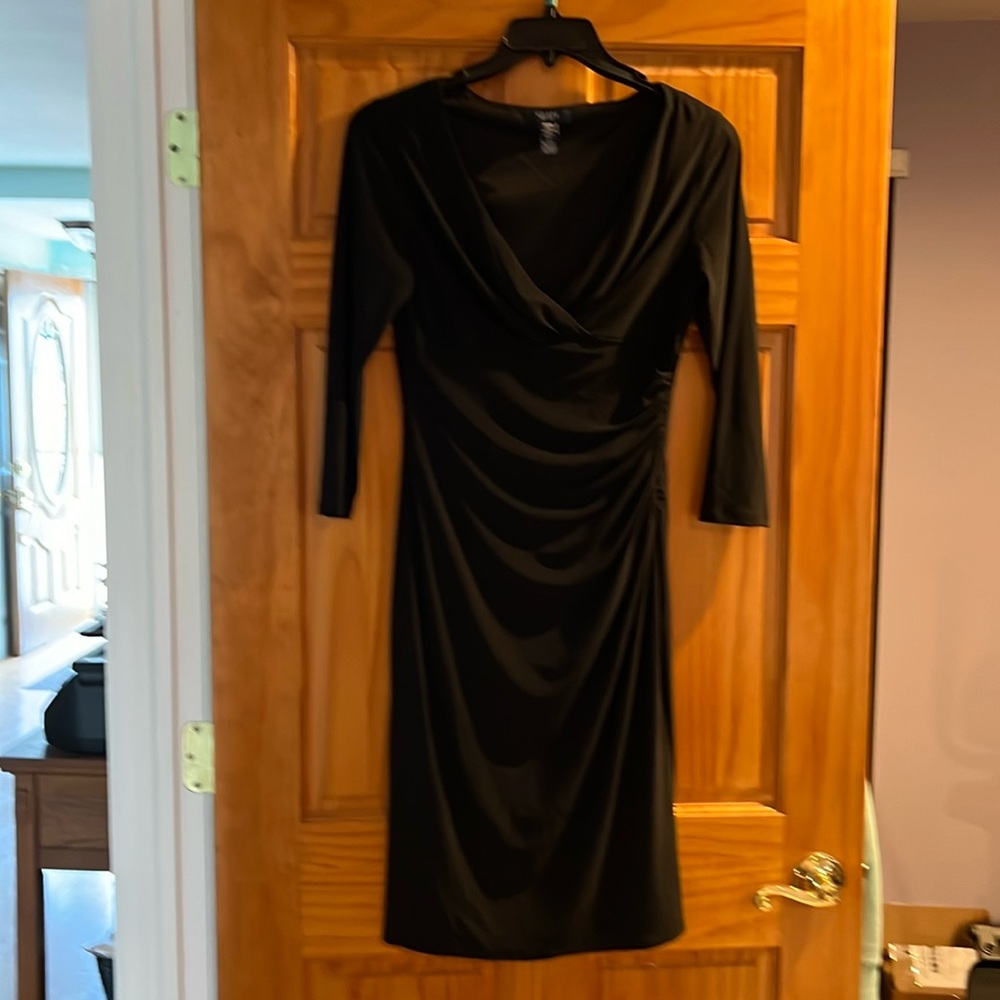 Chaps Faux Wrap Dress Black size Medium
